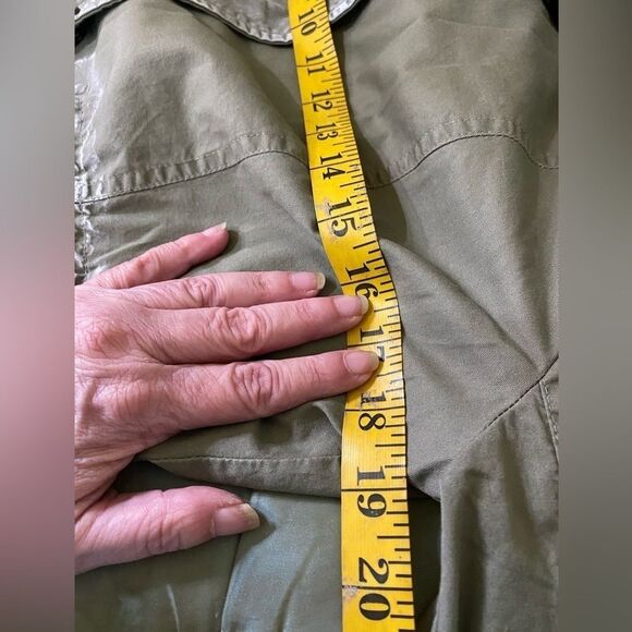 Anthropologie Army Green Chore Barn Jacket Funnel Neck Oversized Size X-Small - Picture 12 of 15